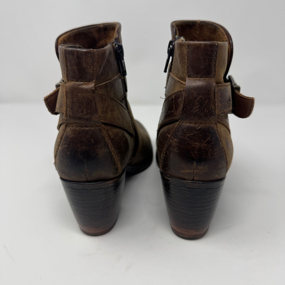 BOC Born‎ Casual Brown Leather Buckle Ankle Boots Women Size 6M - Picture 6 of 11